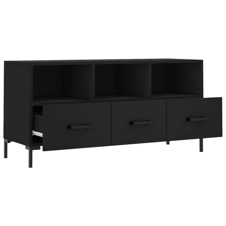 Mueble de TV madera de ingeniería negro 102x36x50