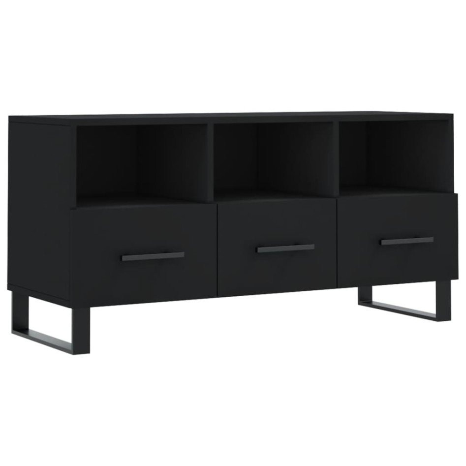 Mueble de TV madera de ingeniería negro 102x36x50