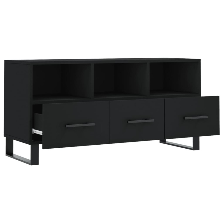 Mueble de TV madera de ingeniería negro 102x36x50