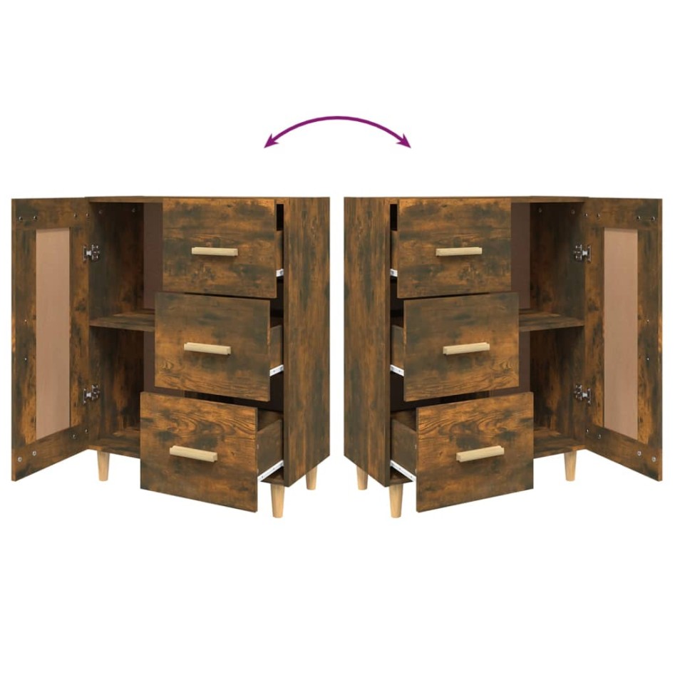 Aparador madera contrachapada color roble ahumado 69,5x34x90