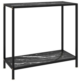 Mesa de consola negro vidrio templado 80x35x75