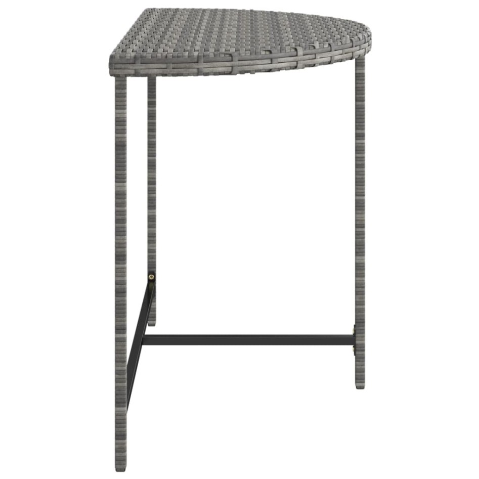 Mesa de jardín de ratán sintético gris 100x50x75