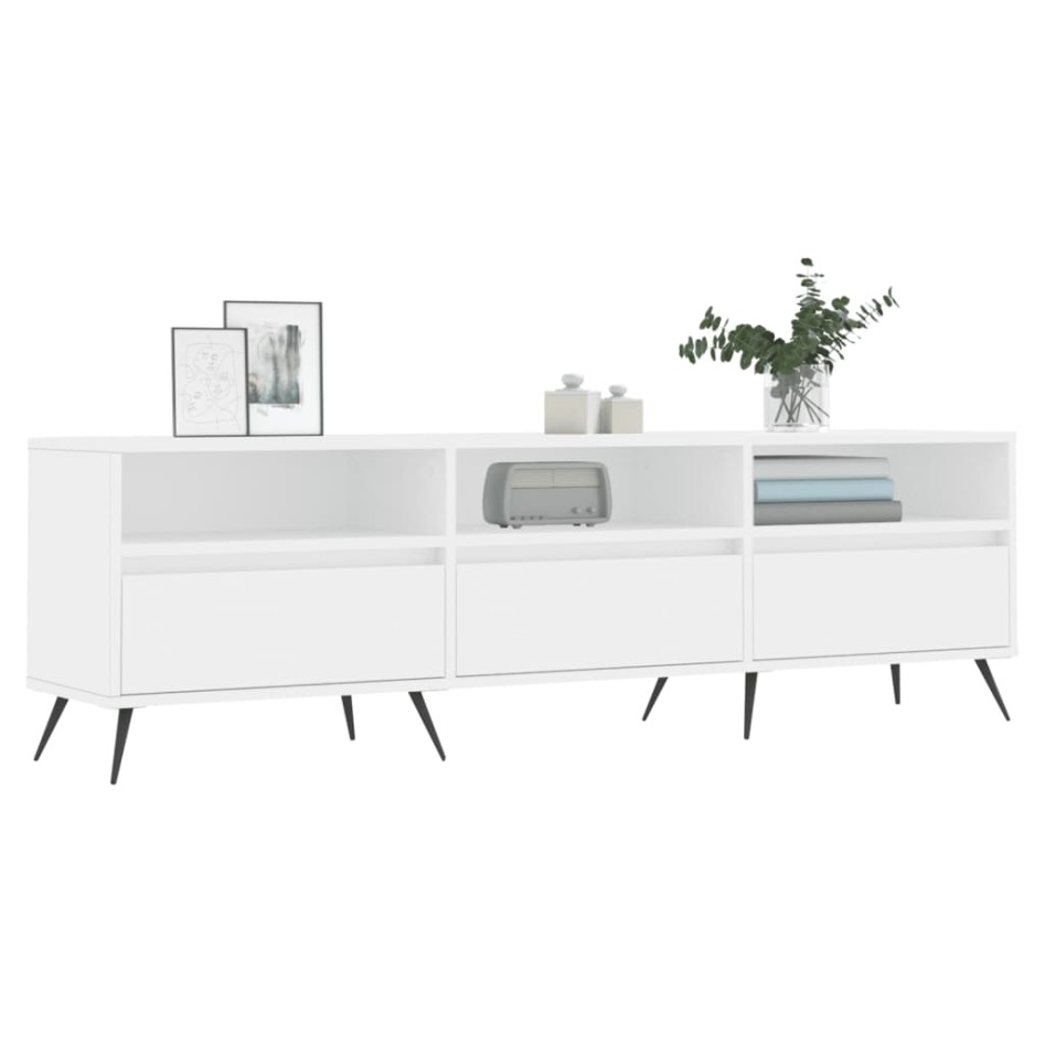 Mueble de TV madera contrachapada blanco 150x30x44,5