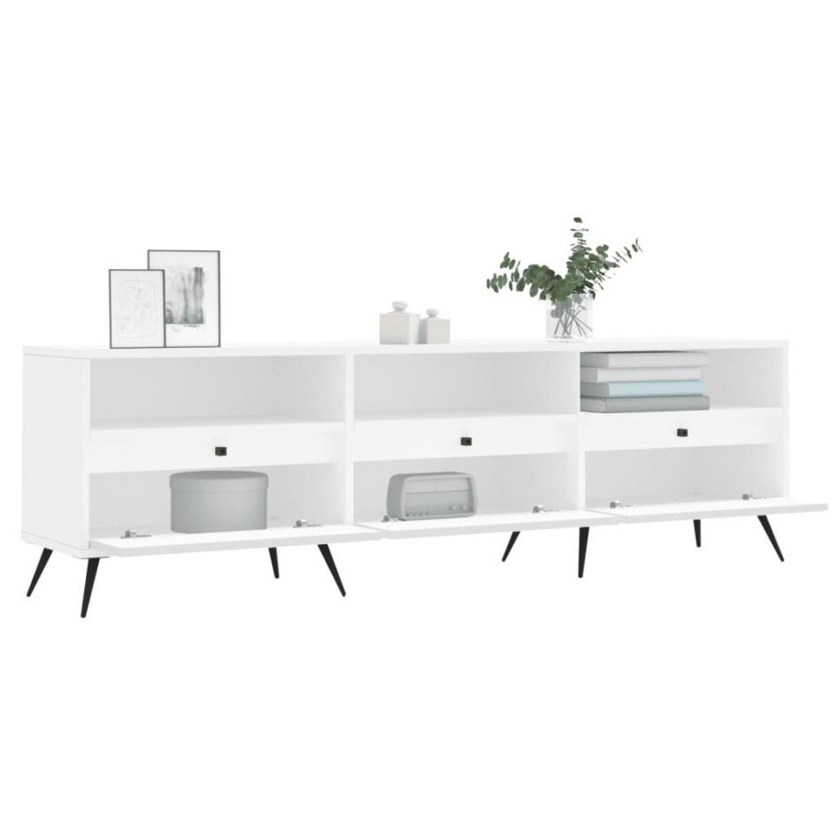 Mueble de TV madera contrachapada blanco 150x30x44,5