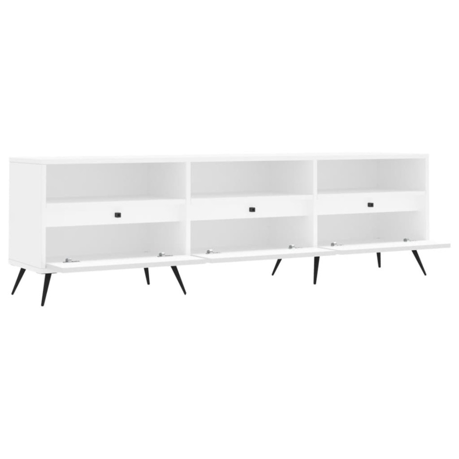 Mueble de TV madera contrachapada blanco 150x30x44,5