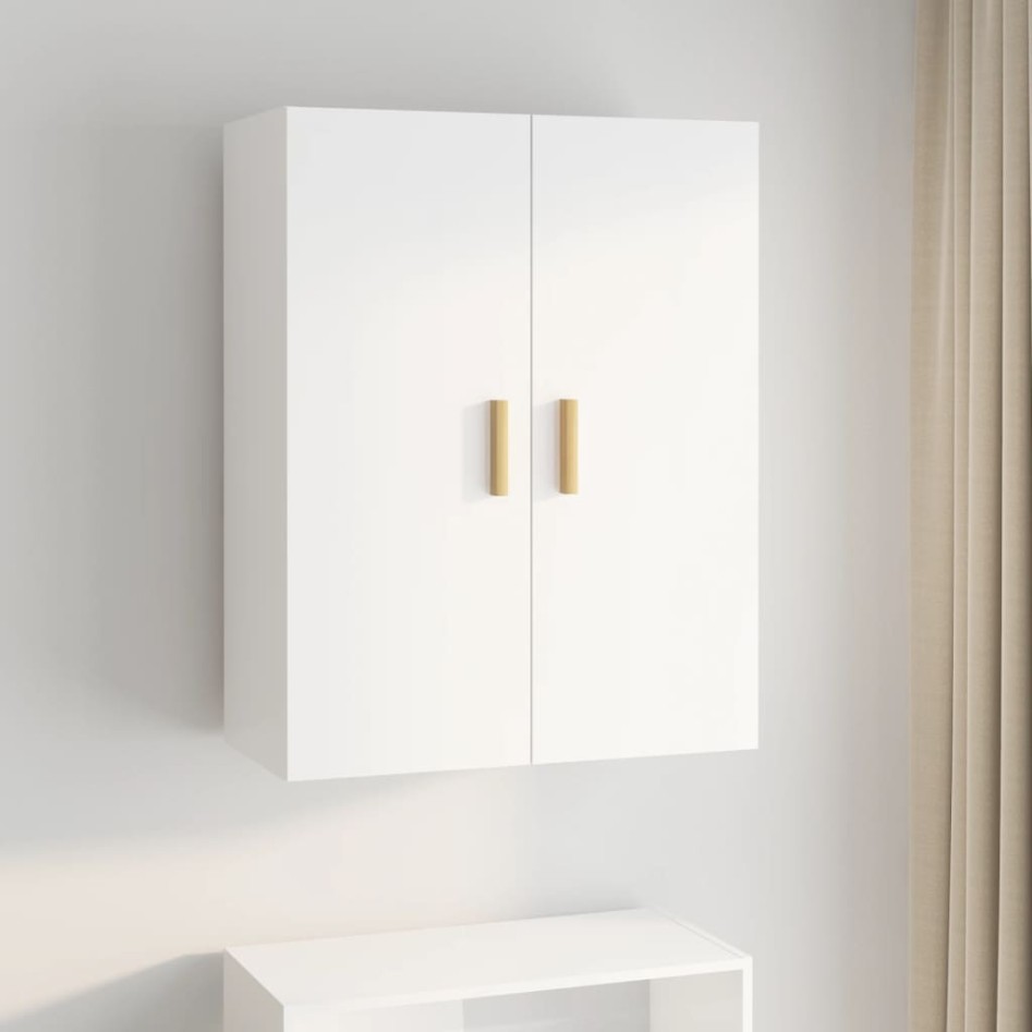 Armario de pared colgante blanco brillante 69,5x34x90