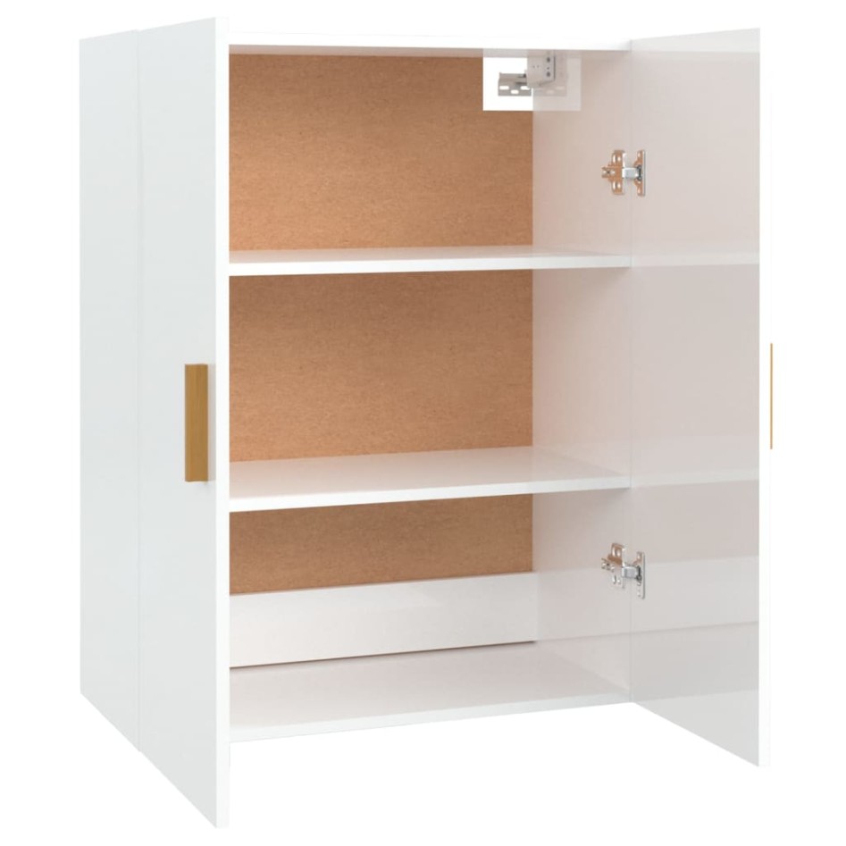 Armario de pared colgante blanco brillante 69,5x34x90