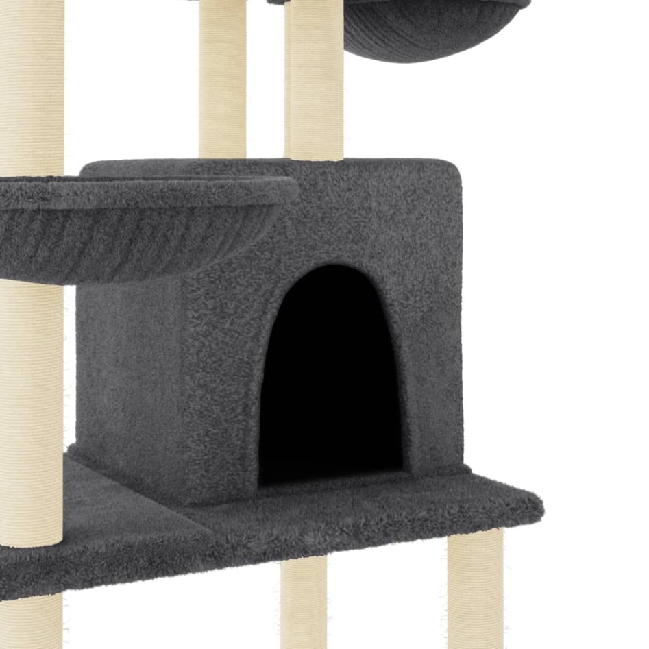 Rascador para gatos con postes de sisal gris oscuro 180