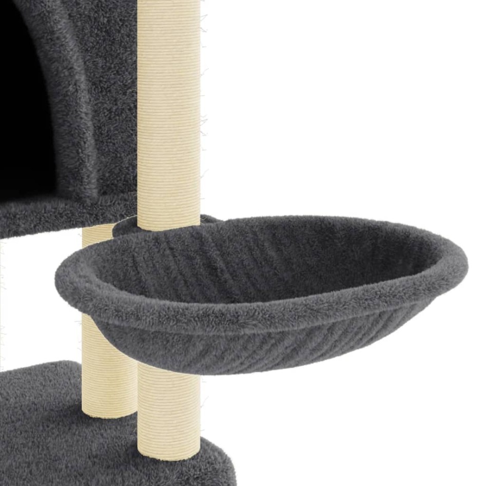 Rascador para gatos con postes de sisal gris oscuro 180