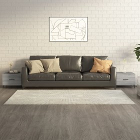 Mesas de centro con patas metal 2 uds gris sonoma 50x50x40
