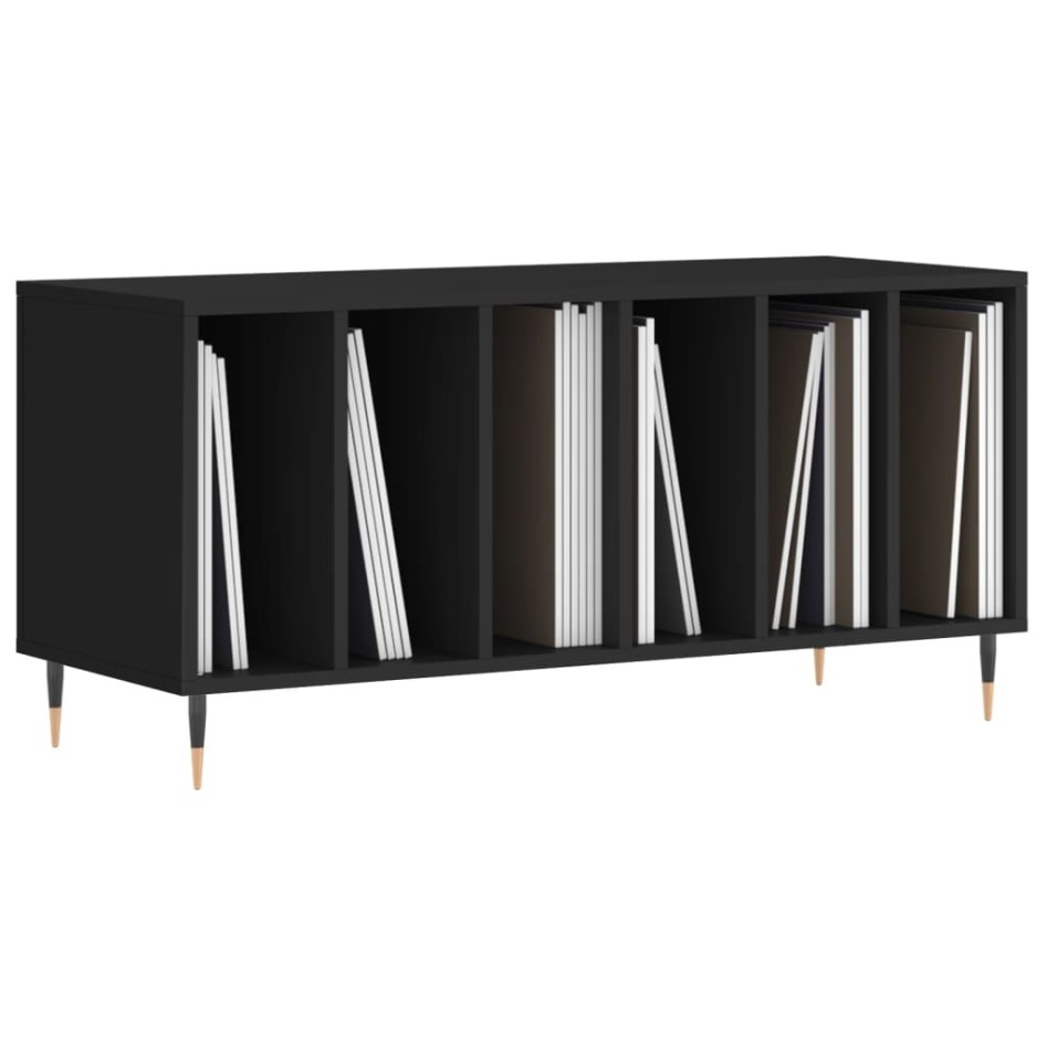 Mueble para discos madera contrachapada negro 100x38x48
