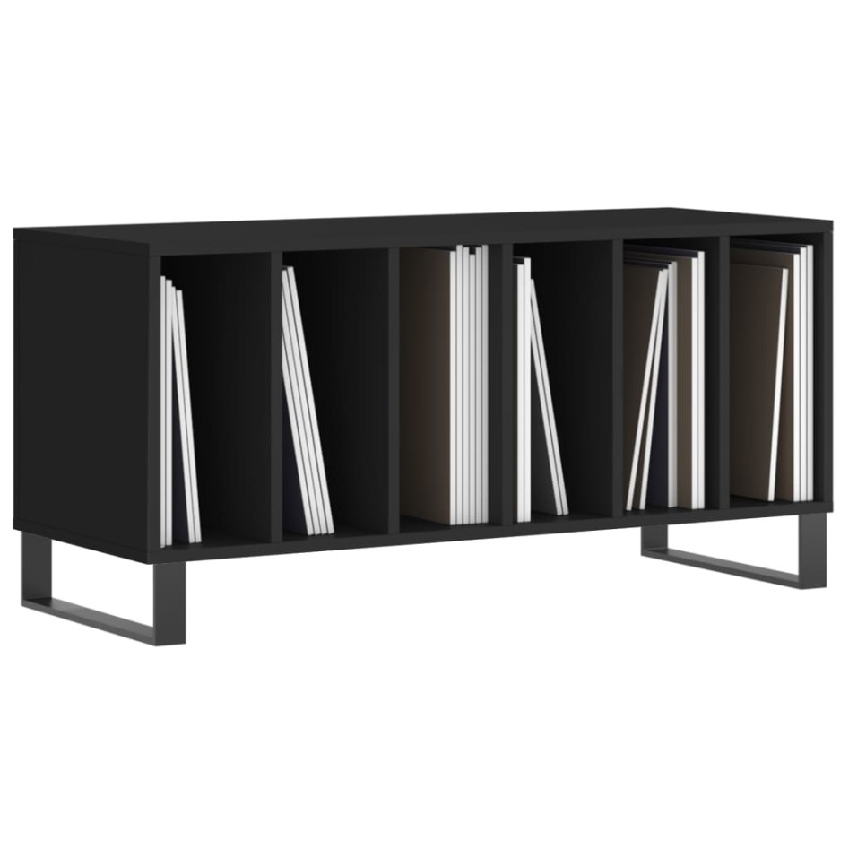 Mueble para discos madera contrachapada negro 100x38x48