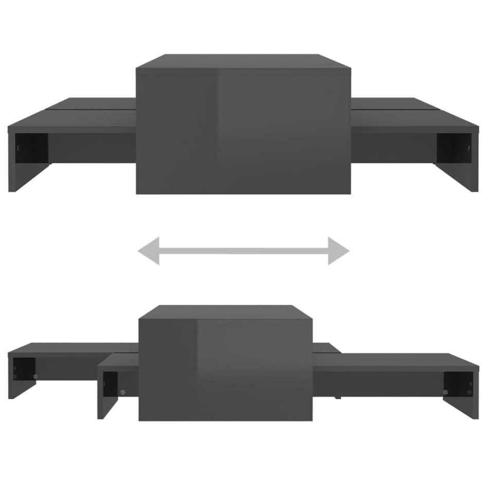 Set de mesas de centro apilables gris brillo 100x100x26,5