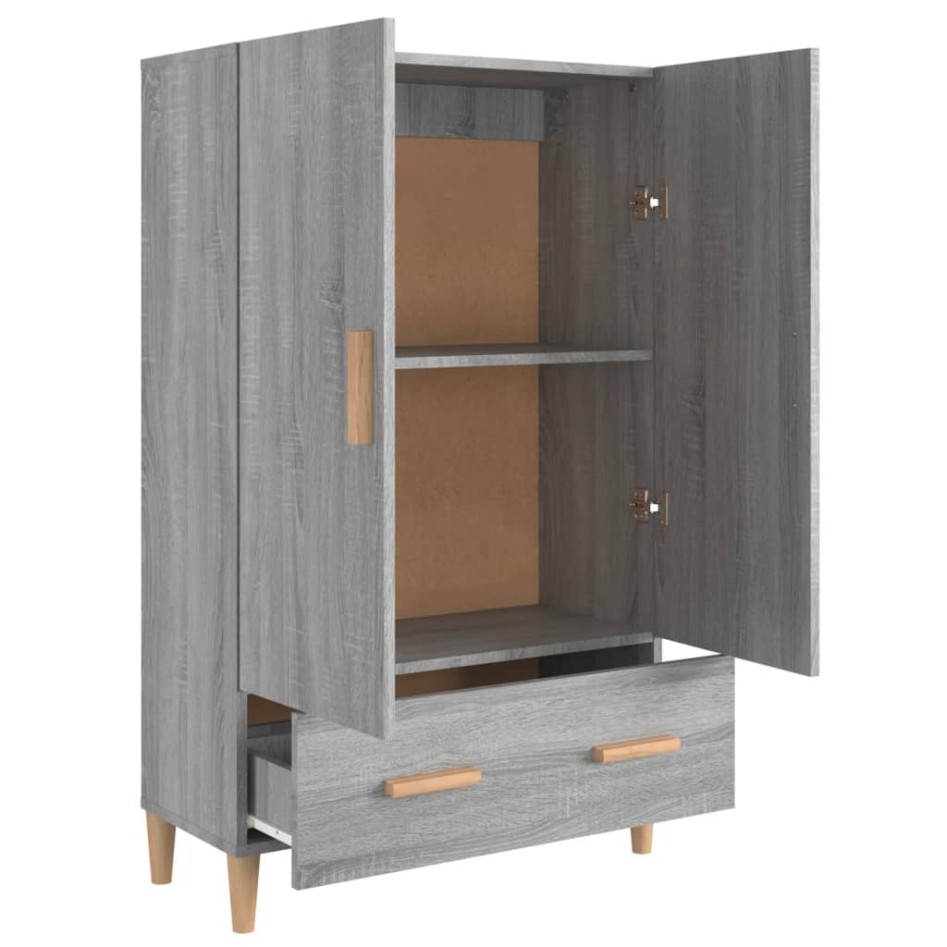 Aparador alto de madera contrachapada gris Sonoma 70x31x115