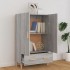 Aparador alto de madera contrachapada gris Sonoma 70x31x115
