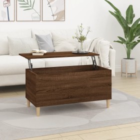 Mesa de centro madera contrachapada roble marrón 90x44,5x45