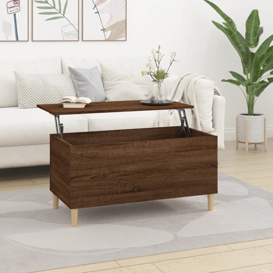 Mesa de centro madera contrachapada roble marrón 90x44,5x45