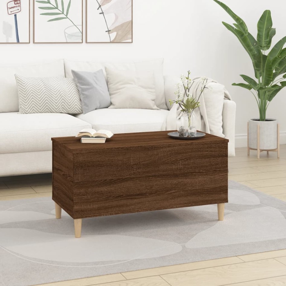 Mesa de centro madera contrachapada roble marrón 90x44,5x45