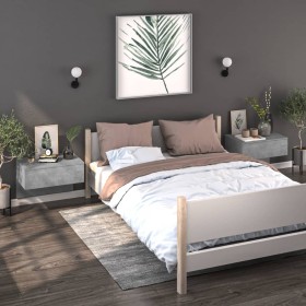 Mesitas de noche de pared 2 uds color gris