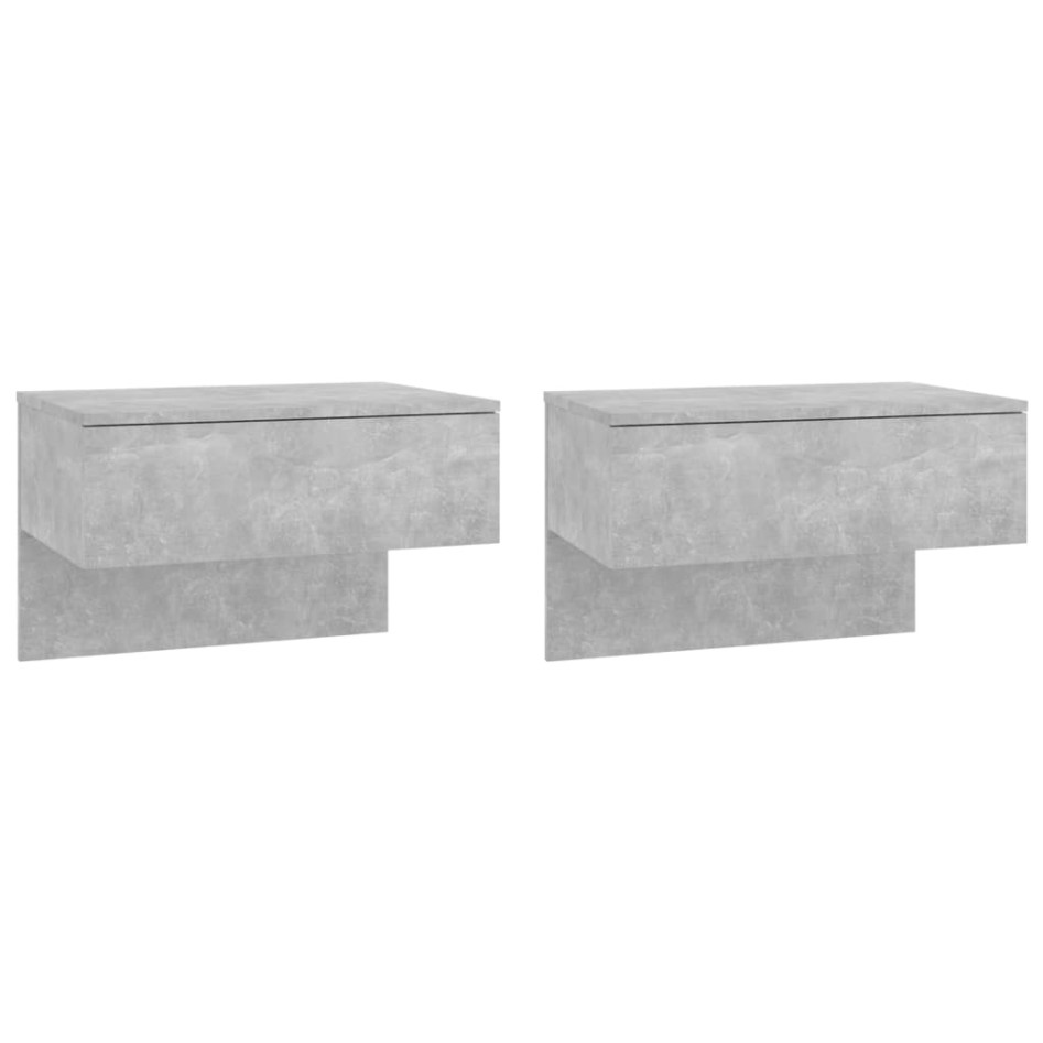 Mesitas de noche de pared 2 uds color gris