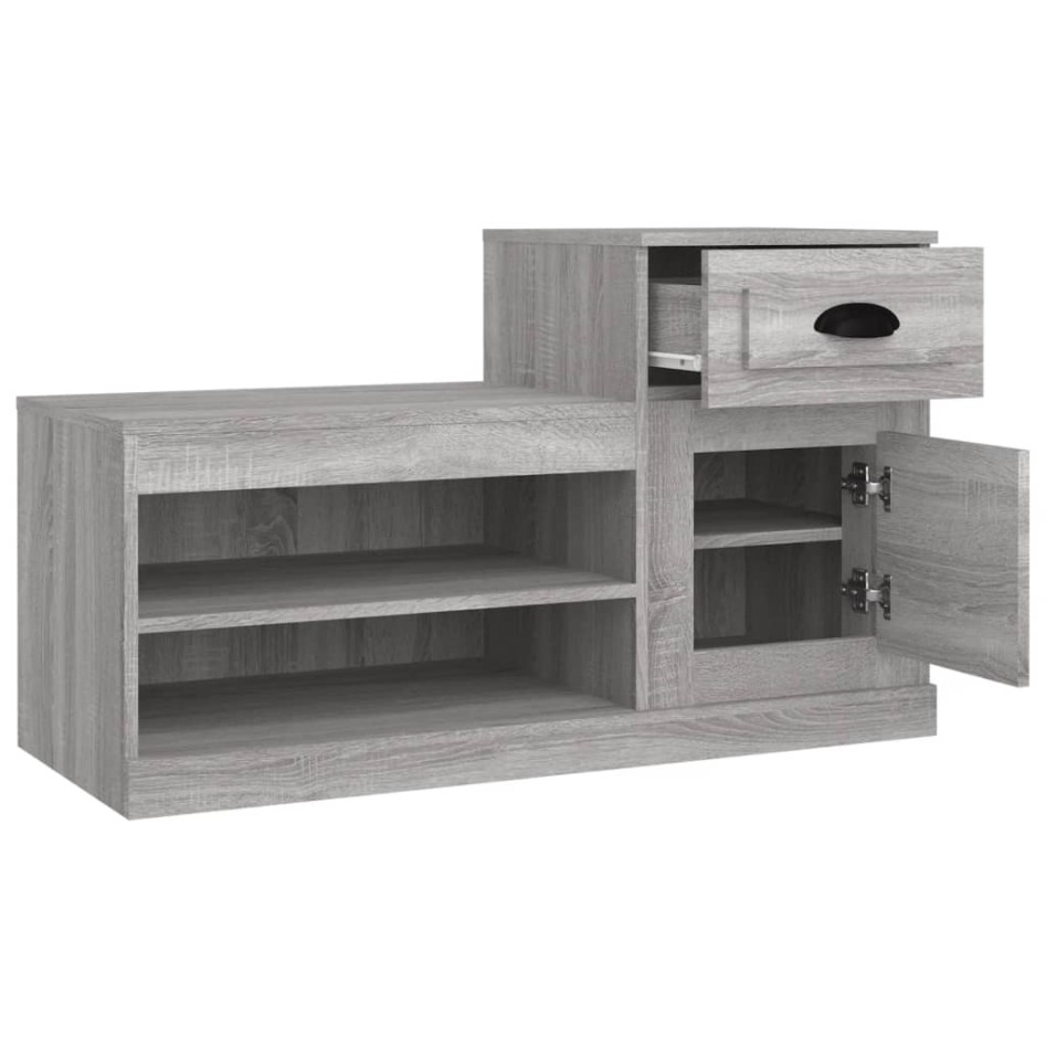 Mueble zapatero madera contrachapada gris Sonoma 100x42x60