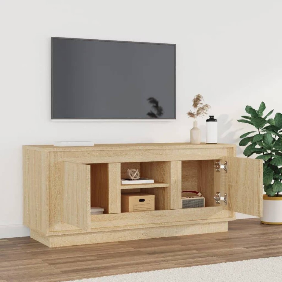 Mueble de TV madera contrachapada roble Sonoma 102x35x45