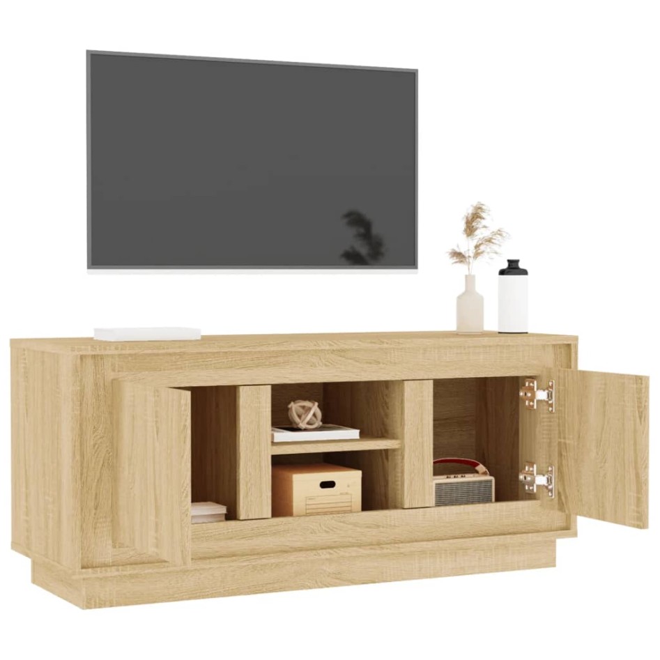 Mueble de TV madera contrachapada roble Sonoma 102x35x45