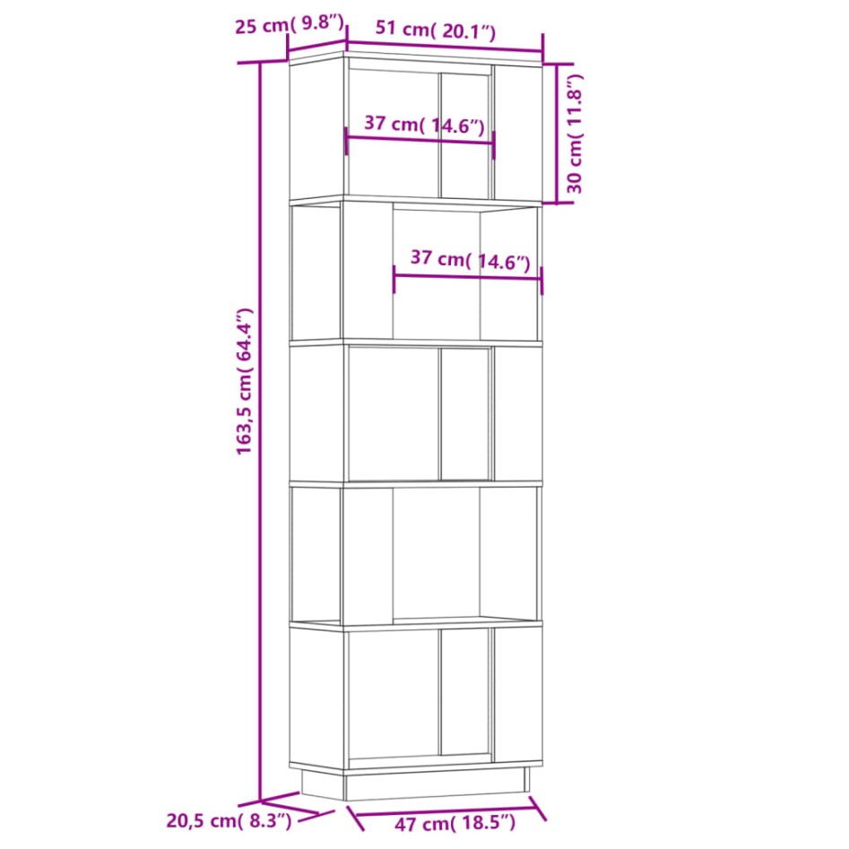 Estantería/divisor de espacios madera maciza pino
