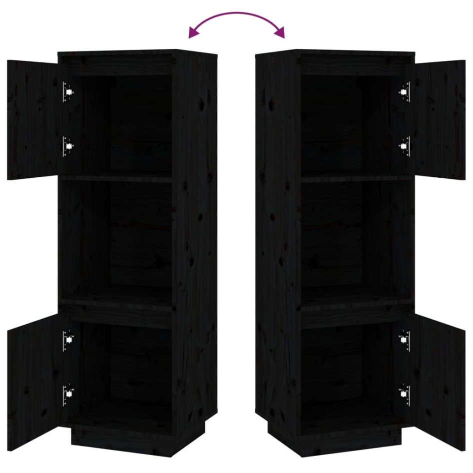 Aparador alto de madera maciza de pino negro 38x35x117