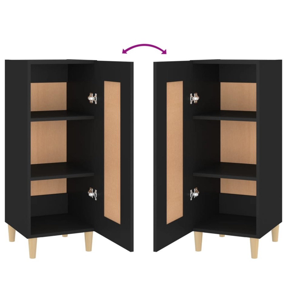 Aparador de madera contrachapada negro 34,5x34x90