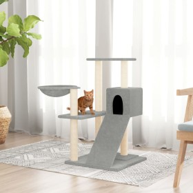 Rascador para gatos con postes de sisal gris claro 82