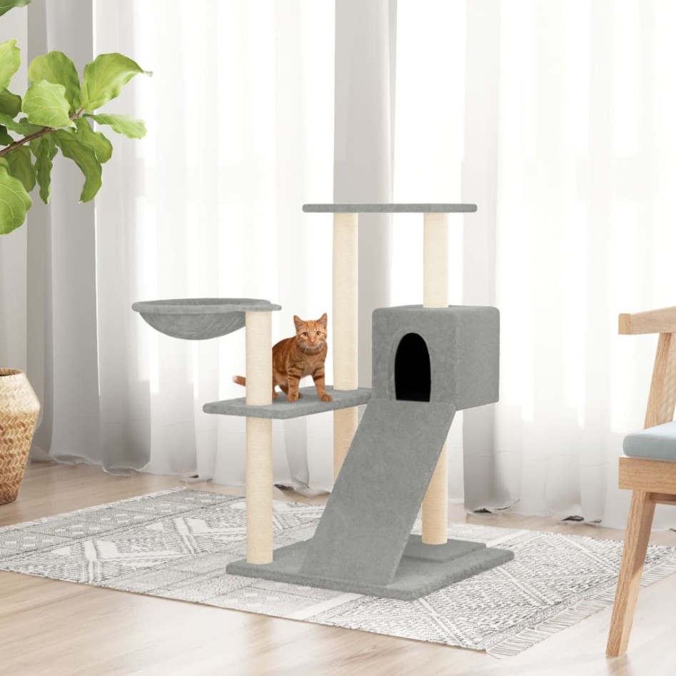Rascador para gatos con postes de sisal gris claro 82