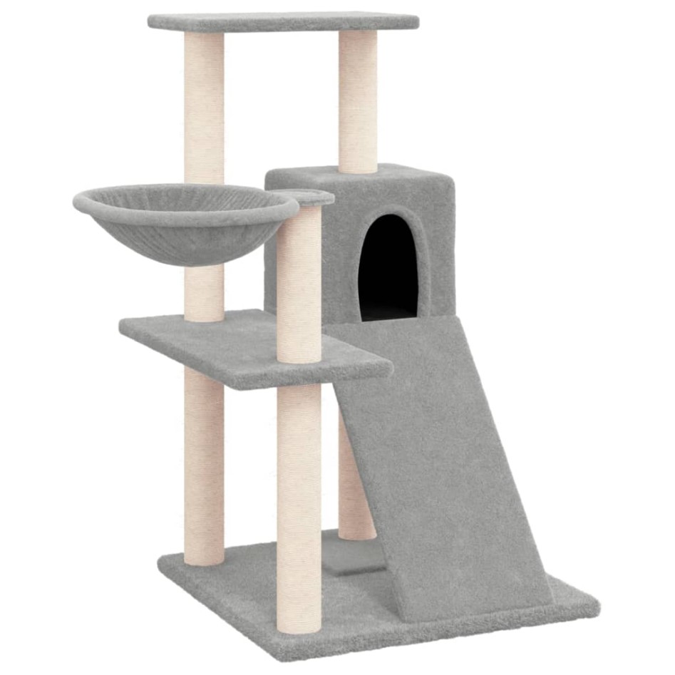 Rascador para gatos con postes de sisal gris claro 82