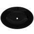 Lavabo de cerámica con agujero para grifo/desagüe negro