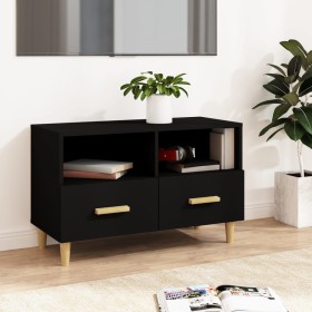 Mueble para TV madera contrachapada negro 80x36x50
