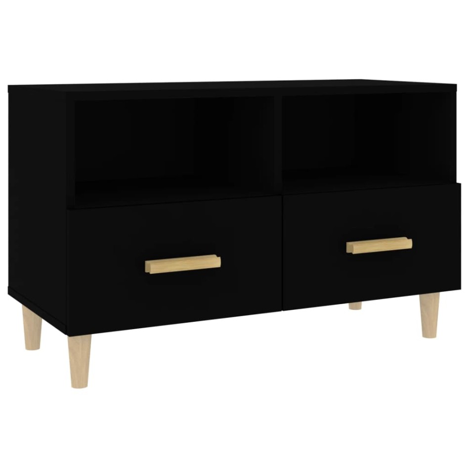 Mueble para TV madera contrachapada negro 80x36x50