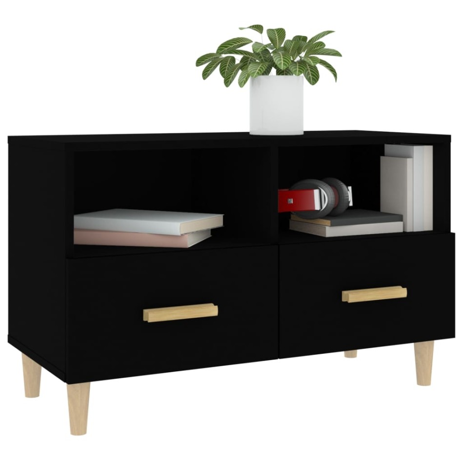 Mueble para TV madera contrachapada negro 80x36x50