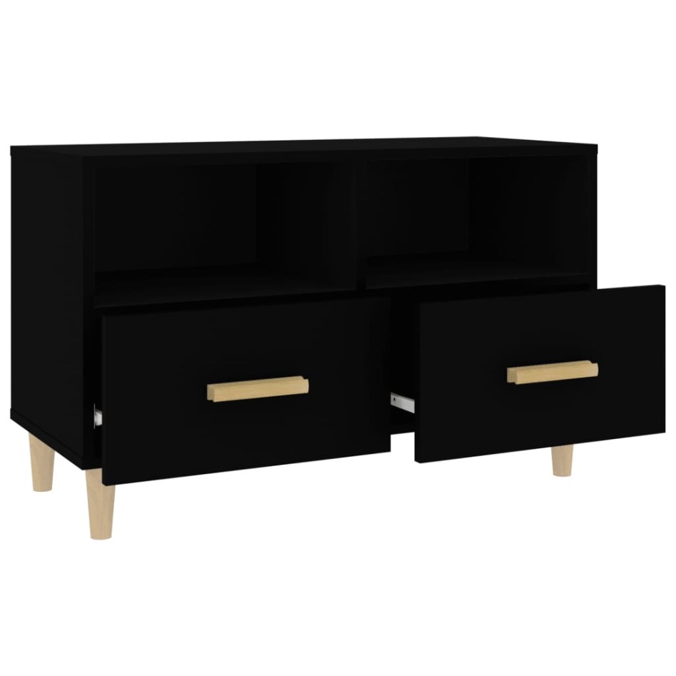 Mueble para TV madera contrachapada negro 80x36x50