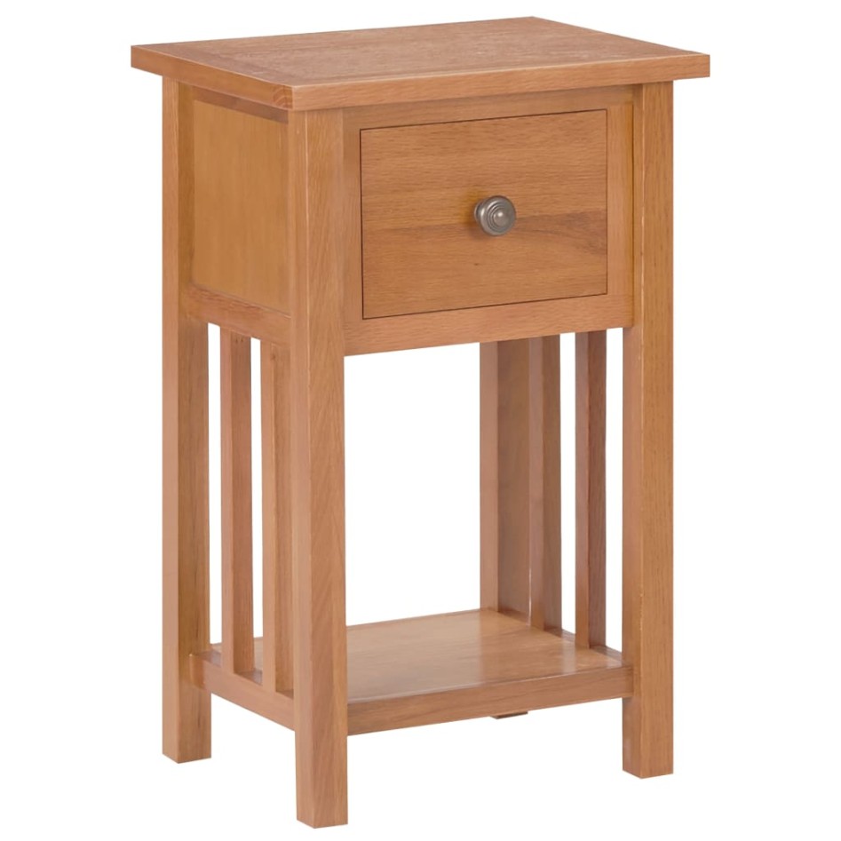 Mesa revistero con cajón madera maciza de roble 35x27x55