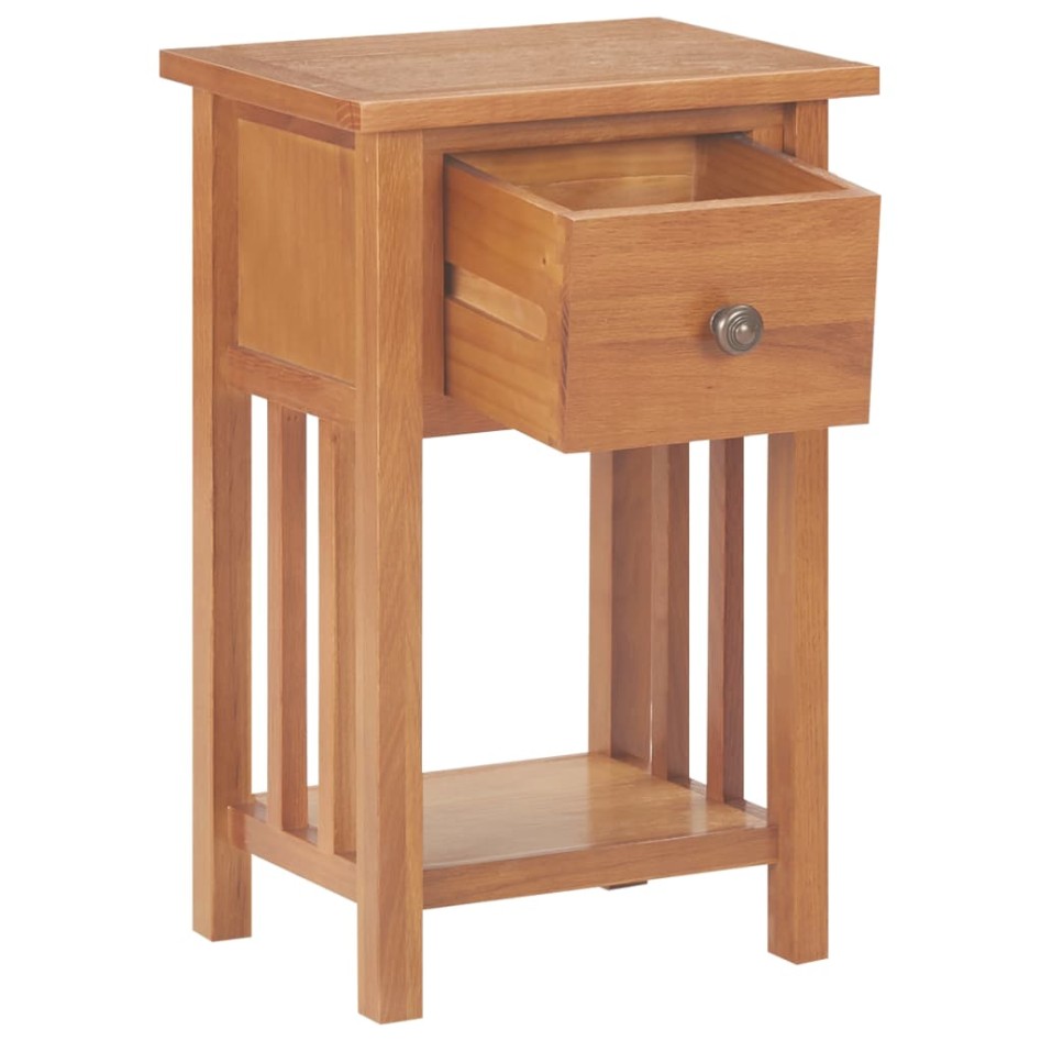 Mesa revistero con cajón madera maciza de roble 35x27x55