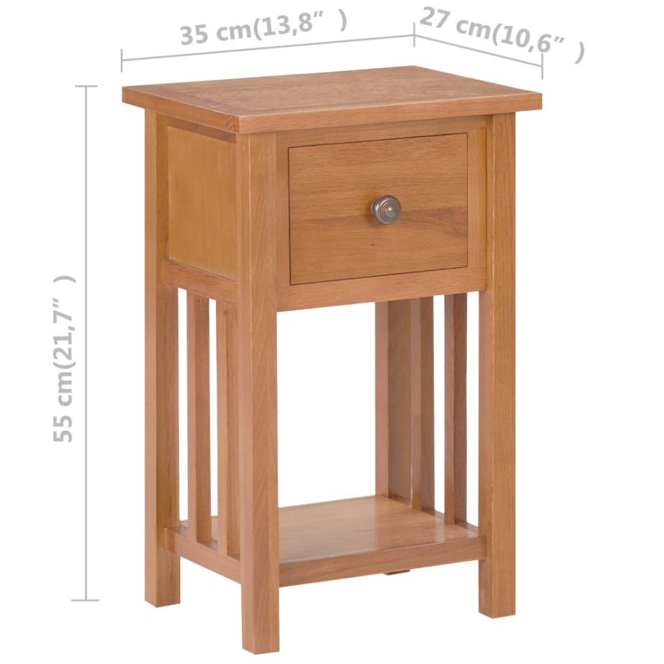 Mesa revistero con cajón madera maciza de roble 35x27x55