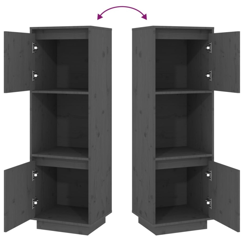 Aparador alto de madera maciza de pino gris 38x35x117