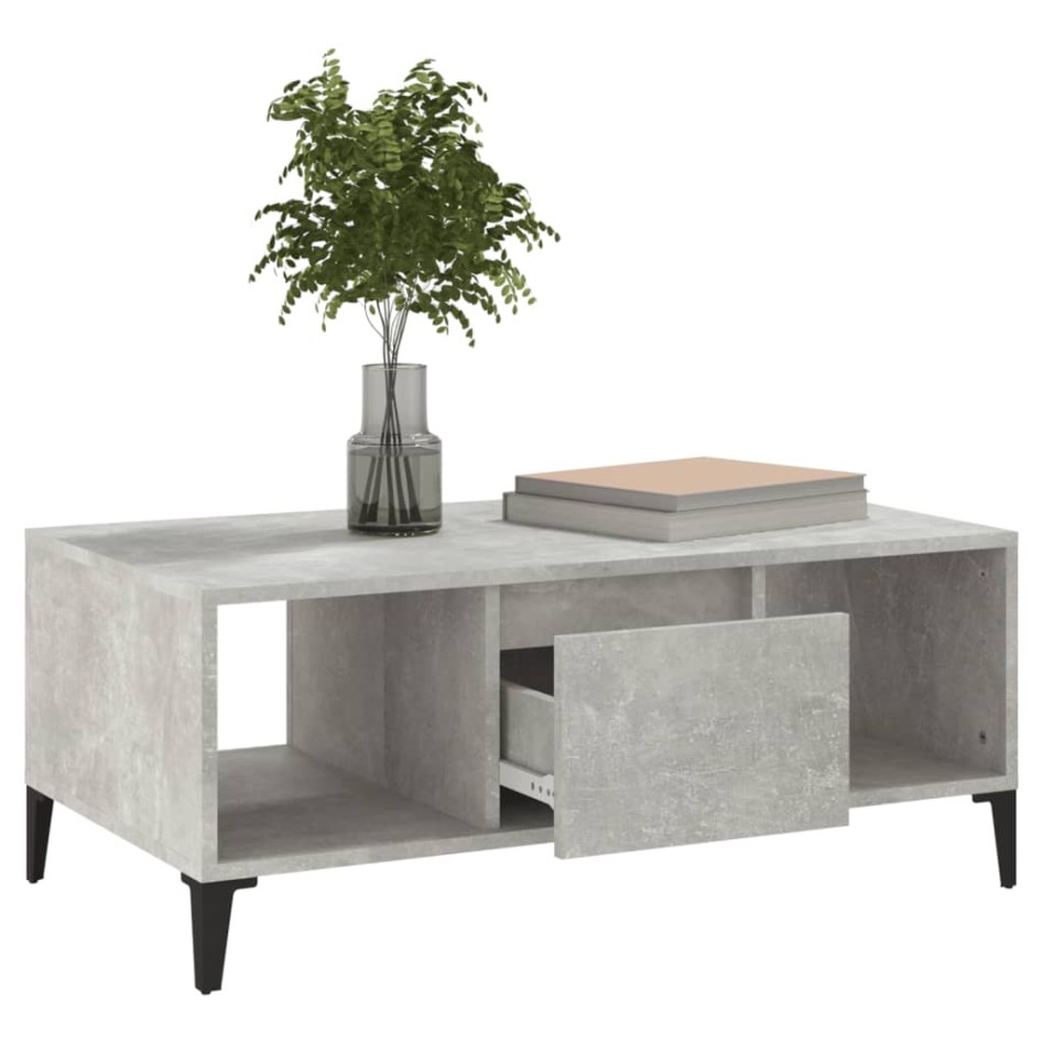 Mesa de centro madera contrachapada gris hormigón 90x50x36,5