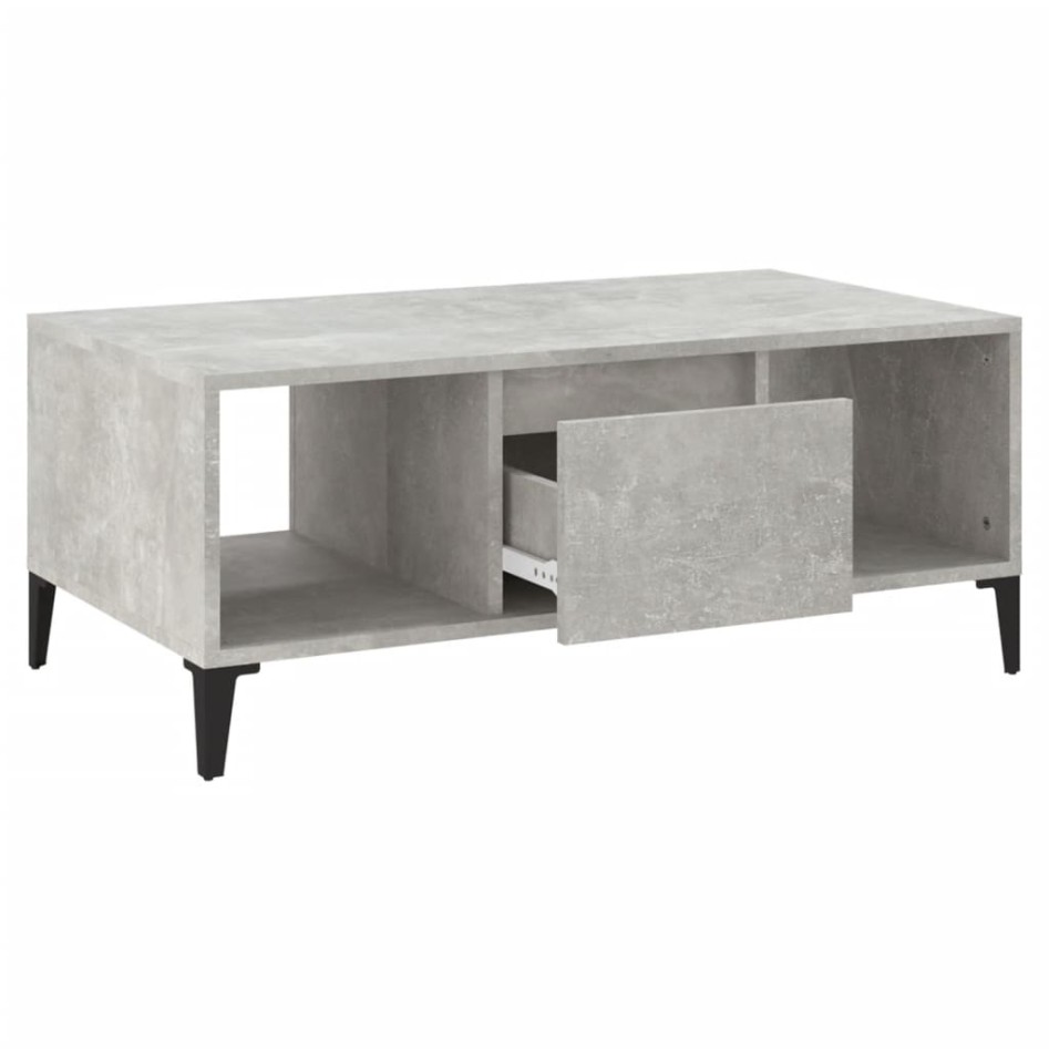 Mesa de centro madera contrachapada gris hormigón 90x50x36,5