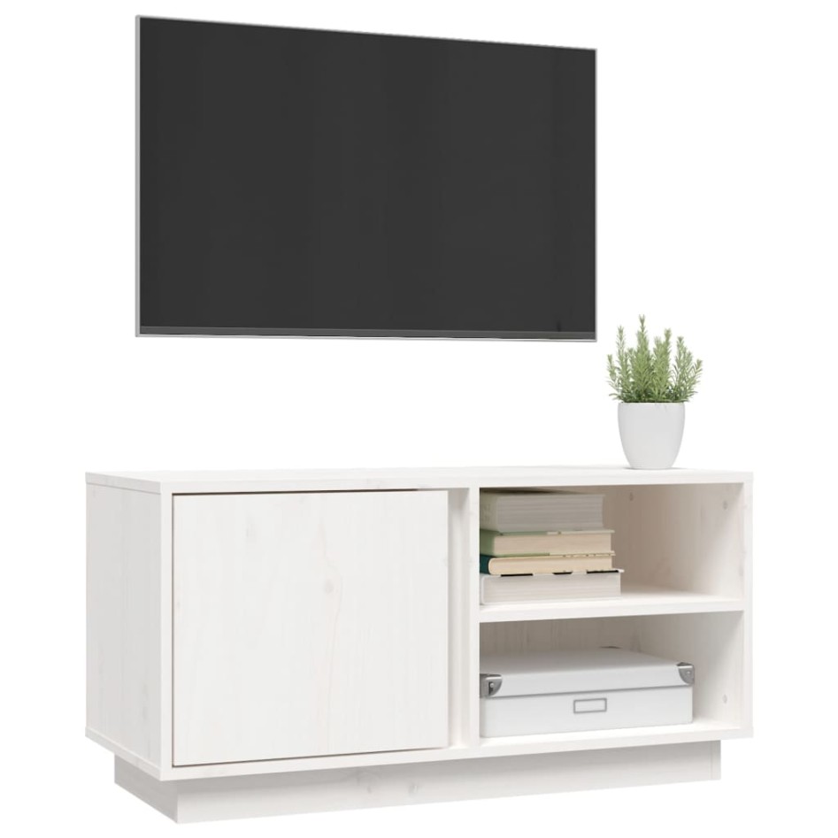 Mueble de TV madera maciza de pino blanco 80x35x40,5