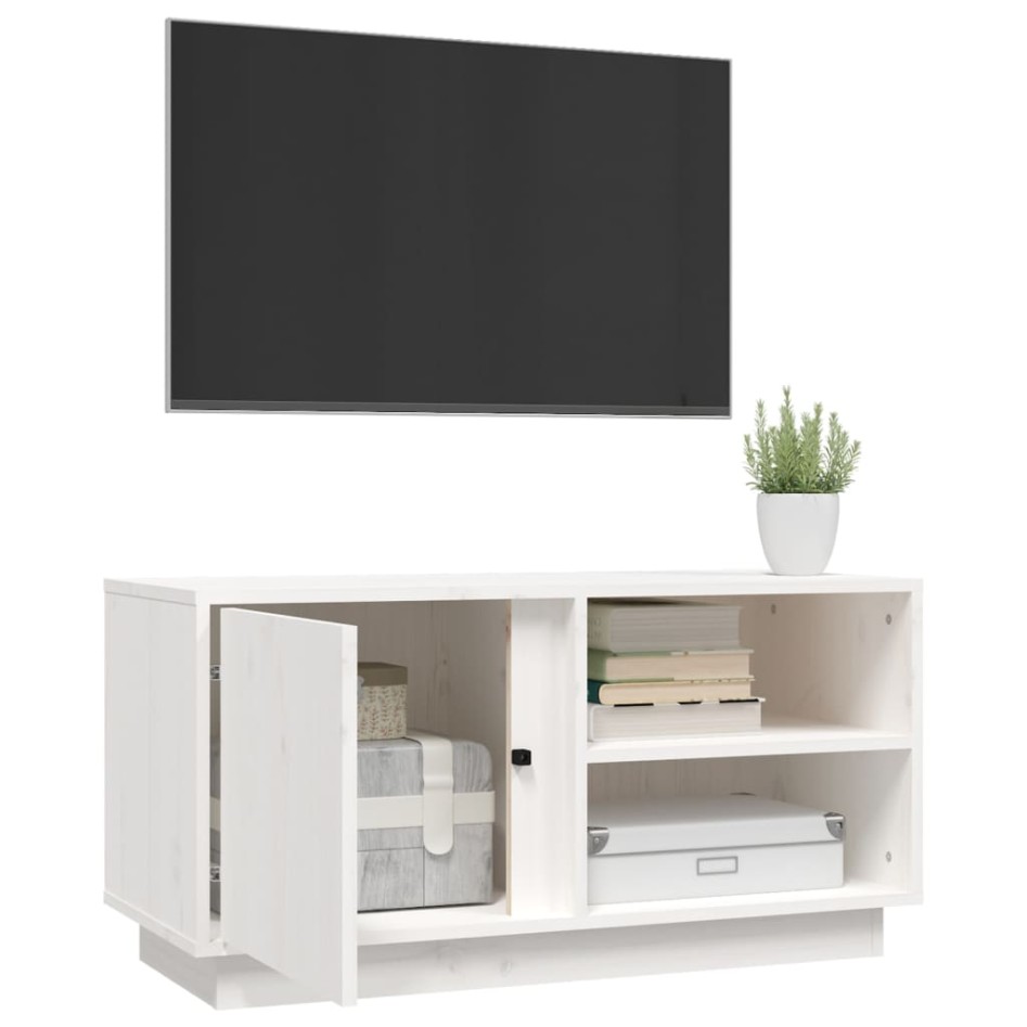 Mueble de TV madera maciza de pino blanco 80x35x40,5