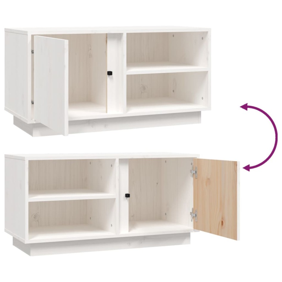 Mueble de TV madera maciza de pino blanco 80x35x40,5