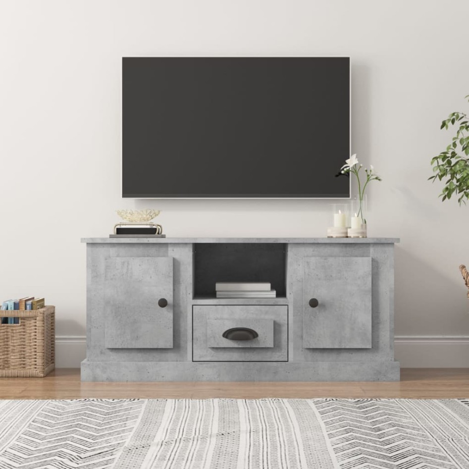 Mueble de TV madera contrachapada gris hormigón 100x35,5x45