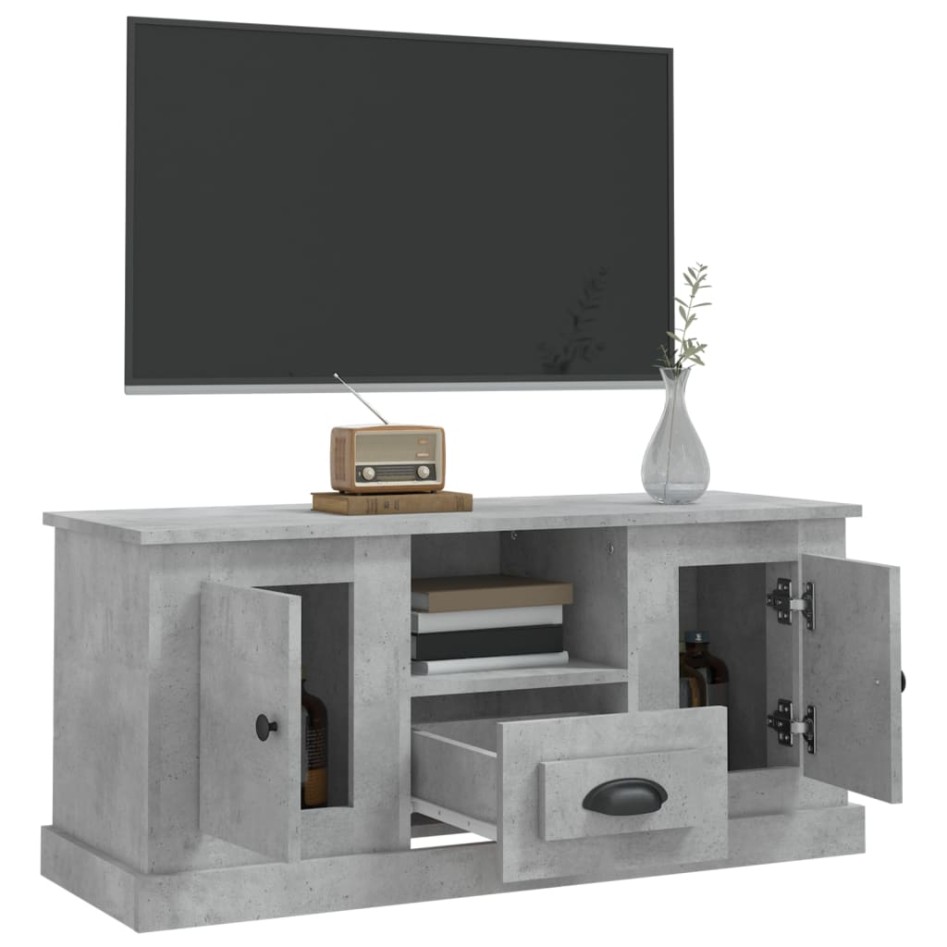 Mueble de TV madera contrachapada gris hormigón 100x35,5x45