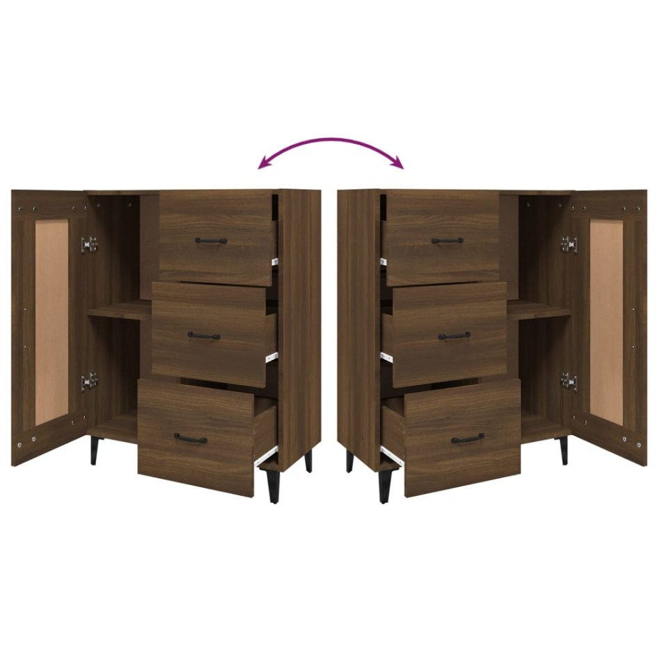 Aparador madera contrachapada marrón roble 69,5x34x90